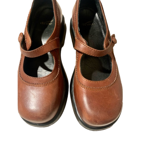 Dansko EUC Platform Leather Mary Janes Brown Clogs Shoes Eu Size 39 US 8 1/2 -9 - Picture 6 of 14